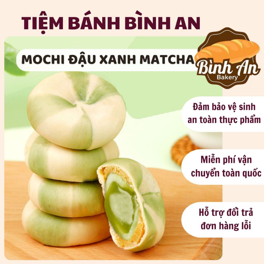 Bánh Mochi Matcha Đậu Xanh Không Đường, Đóng Gói Riêng Từng Túi Tiện ...