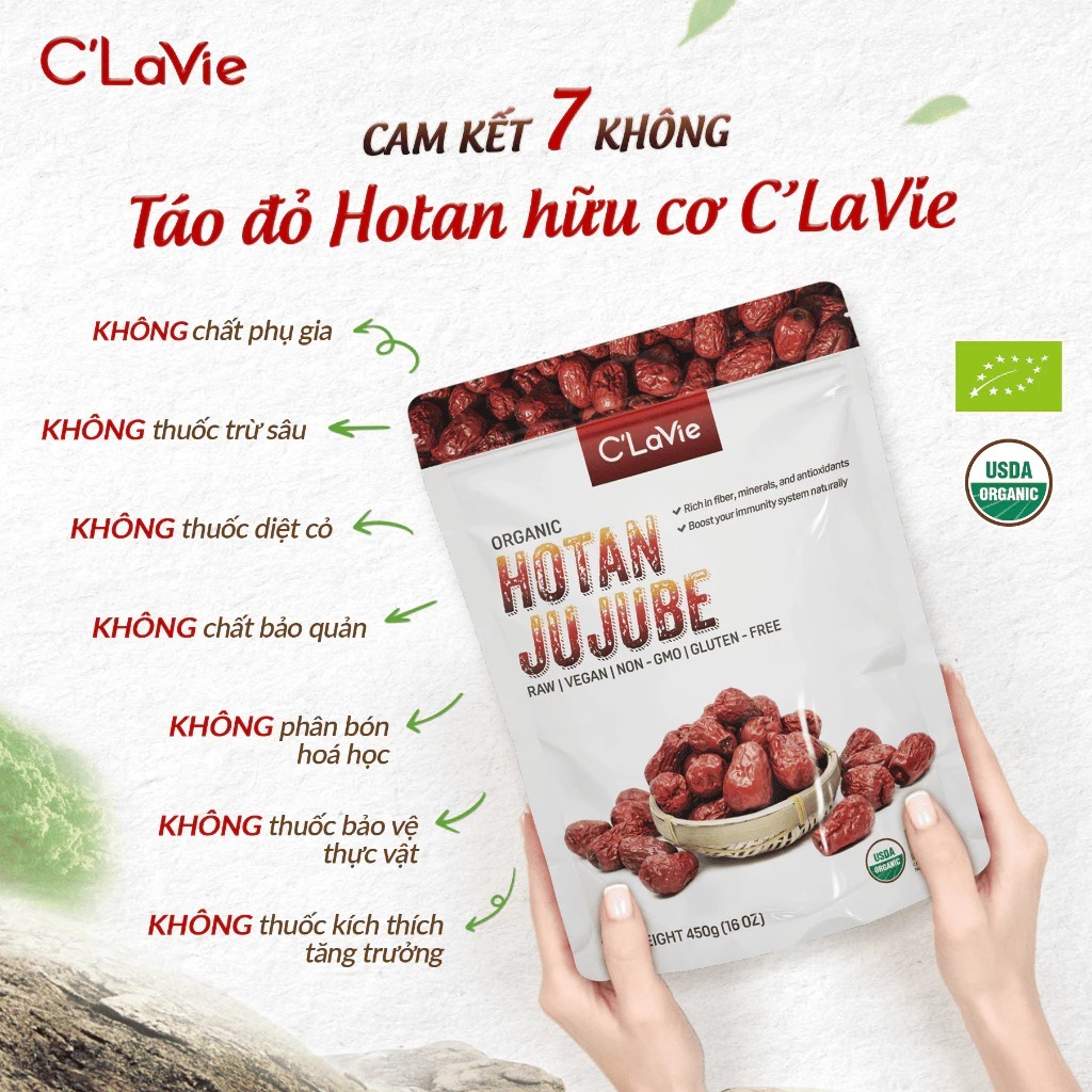 Táo đỏ Hotan hữu cơ C'Lavie Organic Dried Jujube 450g