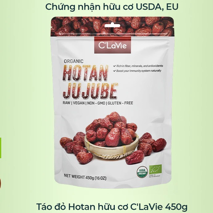 Táo đỏ Hotan hữu cơ C'Lavie Organic Dried Jujube 450g
