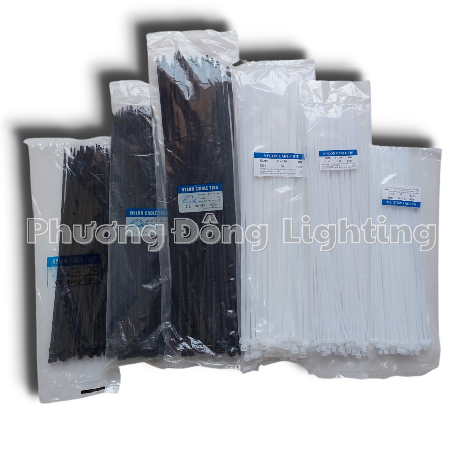 Combo 2 Dây rút nhựa, dây thít nhựa trắng, đen từ 1 tấc đến 3 tấc (10cm đến 30cm)