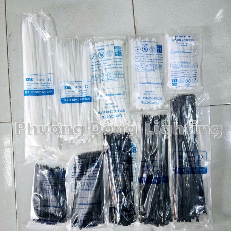 Combo 2 Dây rút nhựa, dây thít nhựa trắng, đen từ 1 tấc đến 3 tấc (10cm đến 30cm)