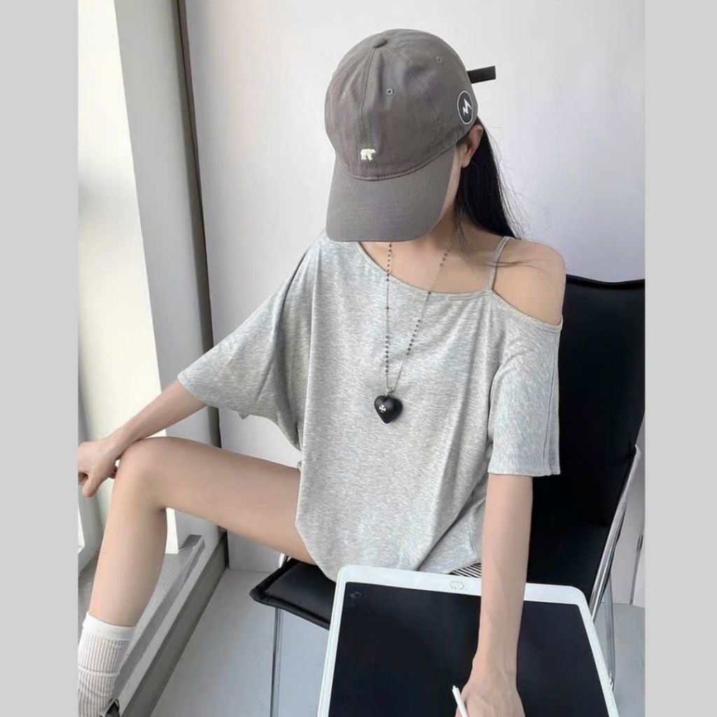 Áo thun nữ ngắn tay Sicily trễ vai cánh dơi CDLV205