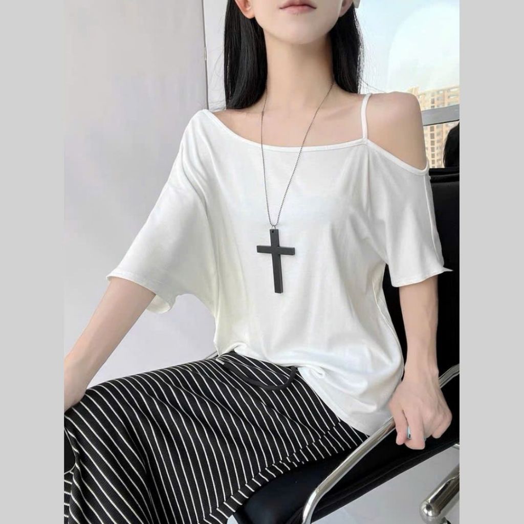 Áo thun nữ ngắn tay Sicily trễ vai cánh dơi CDLV205