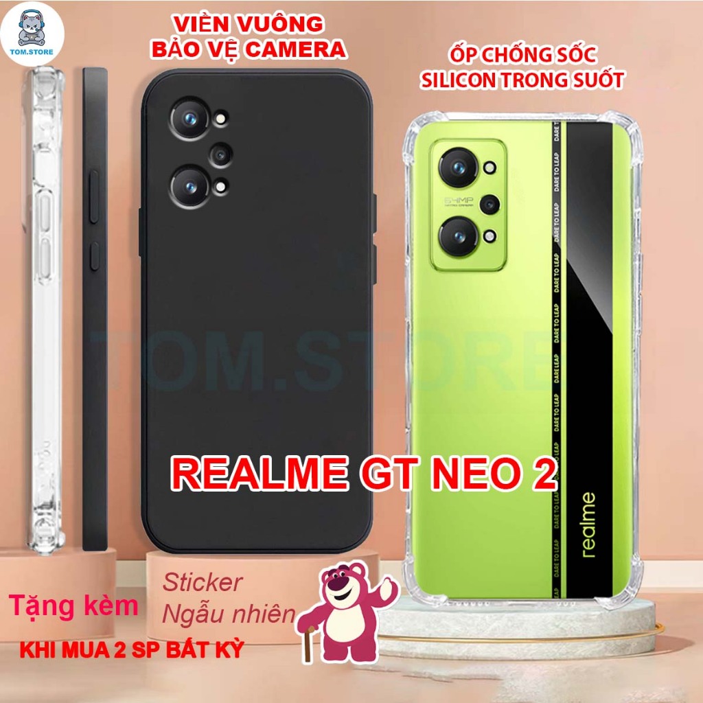 Ốp lưng Realme GT Neo 2 / GT 2 5G / Q5 Pro / GT NEO 3T chống sốc đen,TPU viền vuông,chống sốc trong suốt silicon