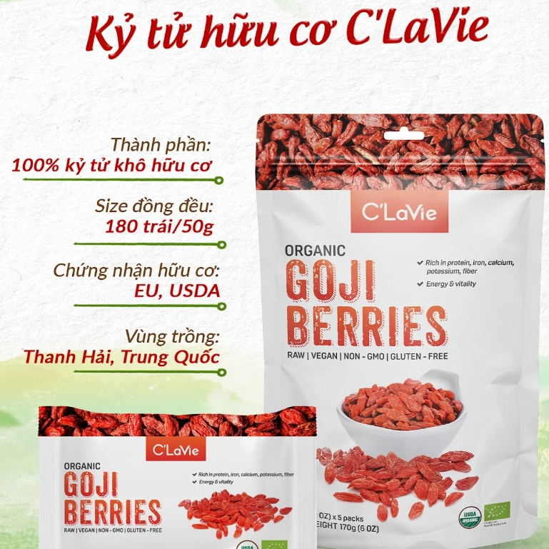 Kỷ tử hữu cơ Organic Goji Berries C'Lavie/ Green Nature
