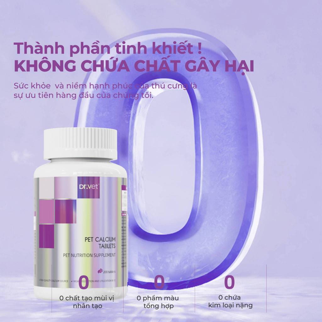 Viên Canxi Cho Chó Mèo DrVET Hỗ Trợ Xương Khớp Chắc Khỏe - Pet Calcium Tablets