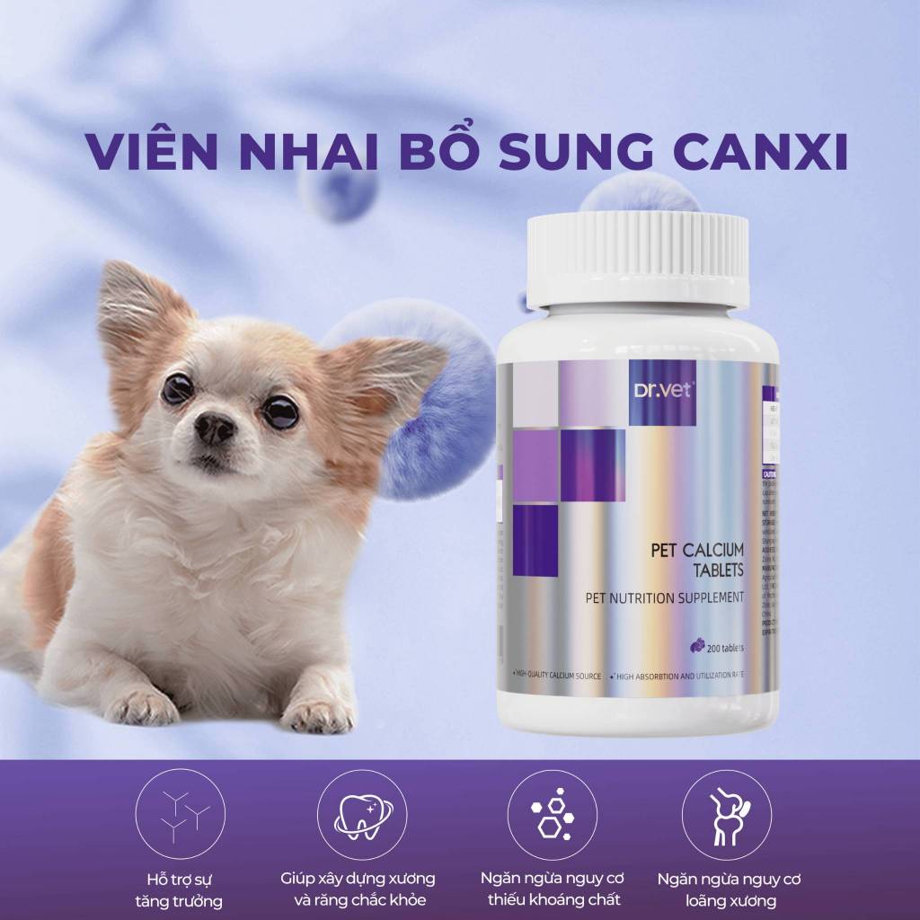 Viên Canxi Cho Chó Mèo DrVET Hỗ Trợ Xương Khớp Chắc Khỏe - Pet Calcium Tablets