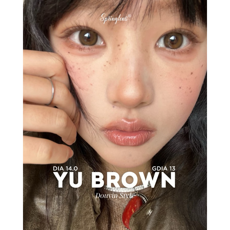 Kính áp tròng YU BROWN (Yurial) nâu cam hiệu ứng filter phớt giãn nhẹ 1 tháng | Spring Lens