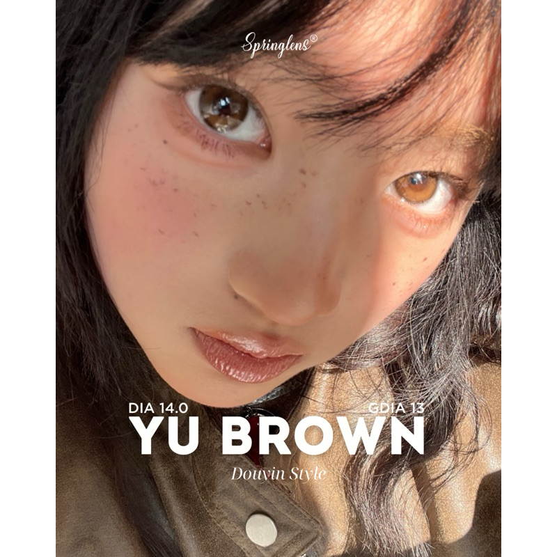 Kính áp tròng YU BROWN (Yurial) nâu cam hiệu ứng filter phớt giãn nhẹ 1 tháng | Spring Lens