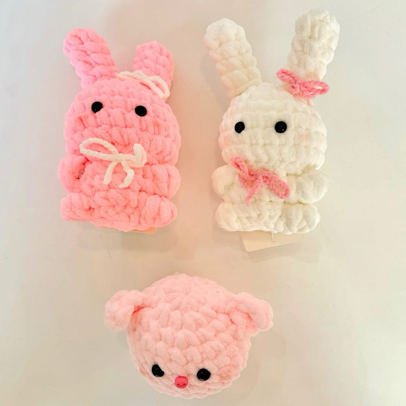 Móc Khoá Len Nhung Đũa Hình Thú Tổng Hợp Capybara Thỏ Bunny Mèo Ú Kitty Heo Dễ Thương Handmade
