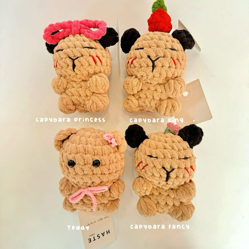 Móc Khoá Len Nhung Đũa Hình Thú Tổng Hợp Capybara Thỏ Bunny Mèo Ú Kitty Heo Dễ Thương Handmade