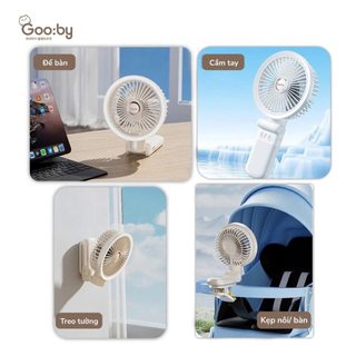 Quạt kẹp đa năng Gooby 2025 pin 7200maH,kẹp xe đẩy,treo tường,để bàn,có đèn