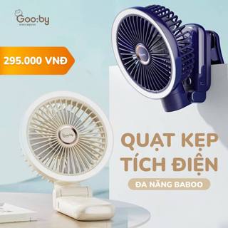 Quạt kẹp đa năng Gooby 2025 pin 7200maH,kẹp xe đẩy,treo tường,để bàn,có đèn