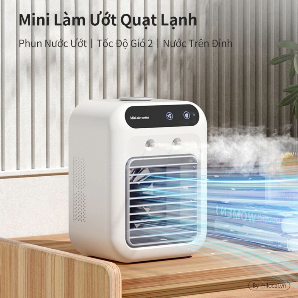 Quạt điều hòa phun sương tích điện mini 500ml, 2 tốc độ gió, phun sương siêu mát,bảo hành 12 tháng