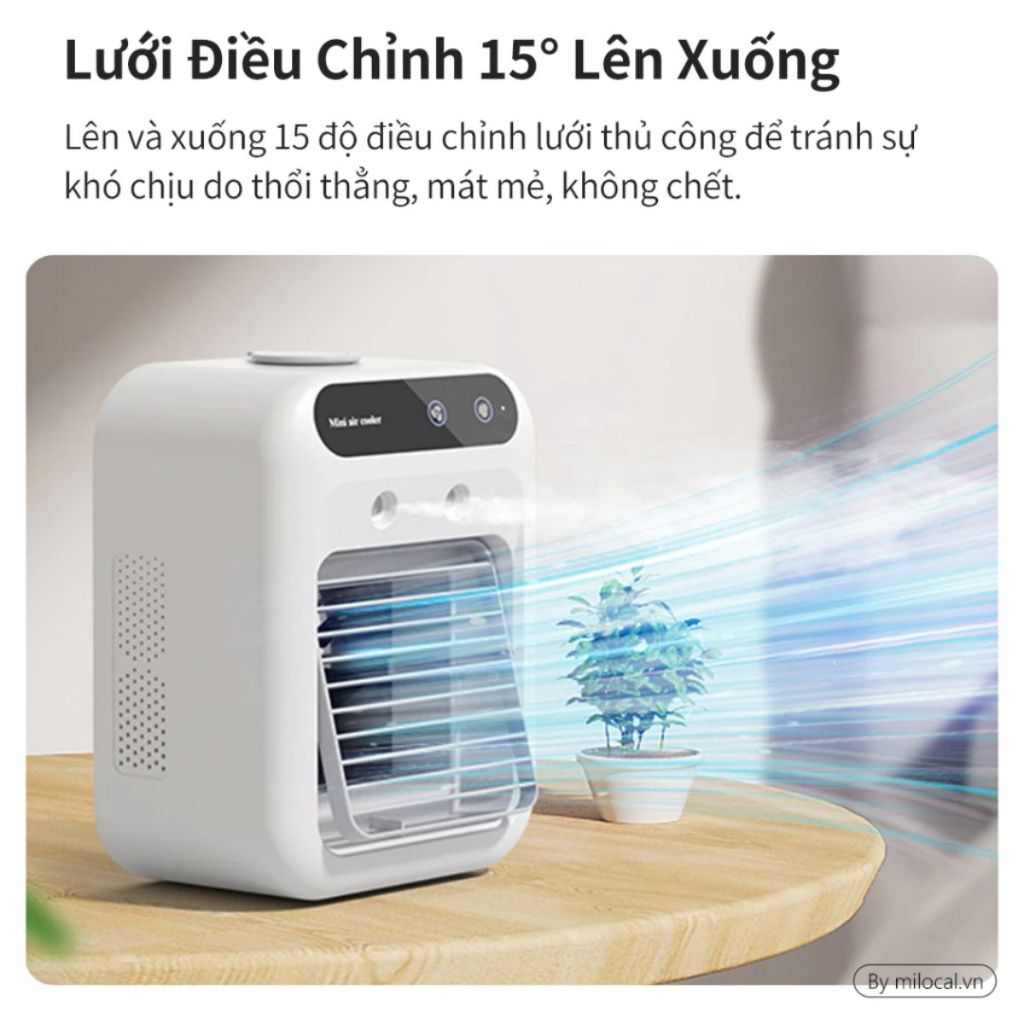 Quạt điều hòa phun sương tích điện mini 500ml, 2 tốc độ gió, phun sương siêu mát,bảo hành 12 tháng