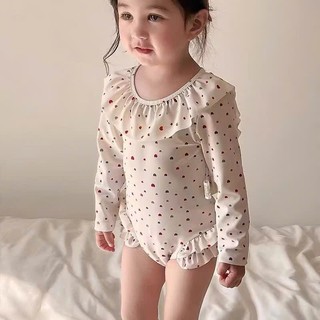 Đồ bơi bé gái dài tay in tim,bikini cho bé gái,set đồ bơi xinh xắn size 10-30kg