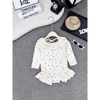 Đồ bơi bé gái dài tay in tim,bikini cho bé gái,set đồ bơi xinh xắn size 10-30kg
