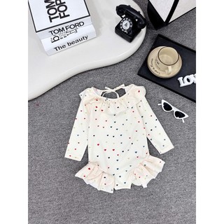 Đồ bơi bé gái dài tay in tim,bikini cho bé gái,set đồ bơi xinh xắn size 10-30kg