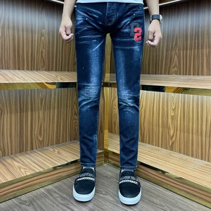Quần Jeans nam xanh ĐẬM ác d/2 da đỏ có bốn cúc