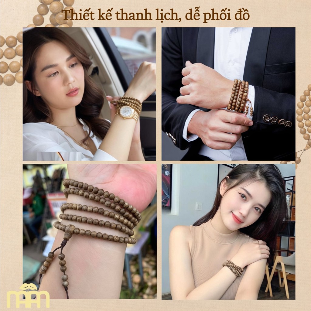 Vòng Tay Trầm Hương 108 Hạt Phong Thủy May Mắn, Bình An, Tài Lộc, Vòng Tay Phong Thủy Cho Nam, Nữ