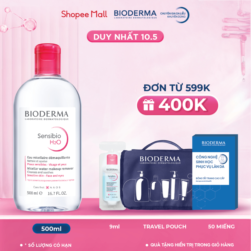 Ảnh Dung dịch làm sạch và tẩy trang công nghệ Micellar cho da thường & nhạy cảm Bioderma Sensibio H2O - 500ml 1