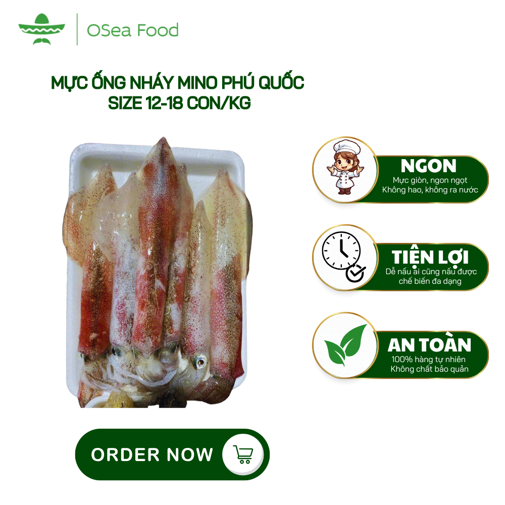 Mực Ống Nháy Mino Phú Quốc – Size 12-18 Con/Kg – Mực Câu Cấp Đông ...