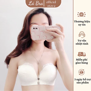 Áo lót không dây ren lót su bàn tay cài trước đệm vừa nâng ngực chống tụt(MS-06)