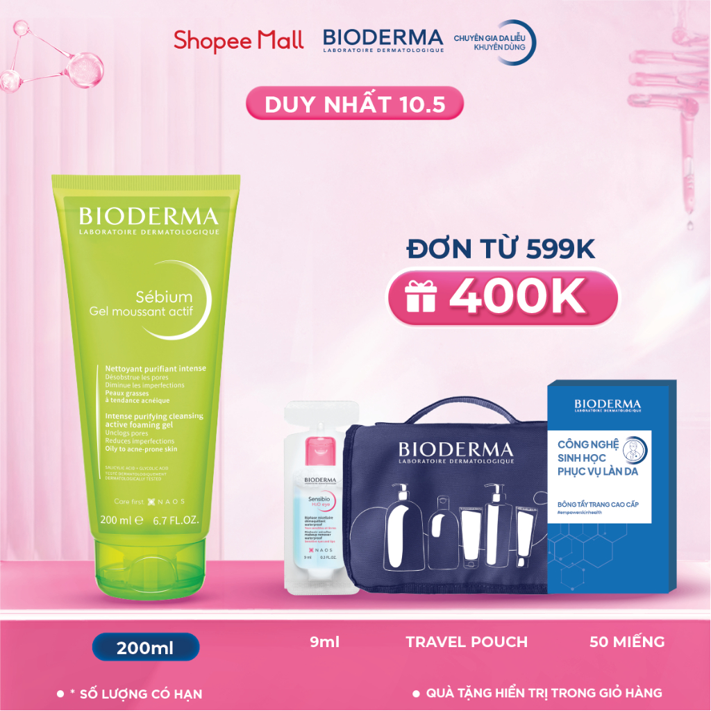 Ảnh Gel rửa mặt làm sạch sâu và giảm mụn Bioderma Sébium Gel moussant actif - 200ml 1
