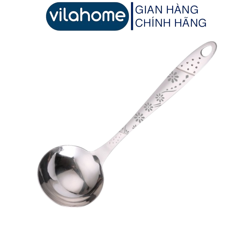 Muỗng Canh Inox Vilahome, Miệng Tròn Cán Hoa Văn Dài 24cm Vá Muôi Múc ...