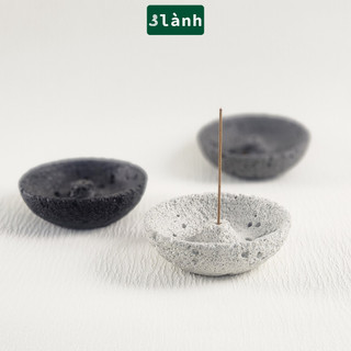 Đế Hứng Nhang Trầm Hương 3 Lành Bằng Đá Rộng Miệng Phong Cách Thiền Nhật Trang Trí Nhà Bàn Thờ Thiền