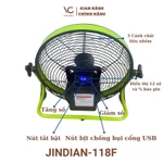 Quạt năng lượng mặt trời,quạt tích điện dạng nằm VINCENT LED,12 chế độ gió,3 cánh kim loại, hiển thị % pin, sạc USB 5V — ảnh 7