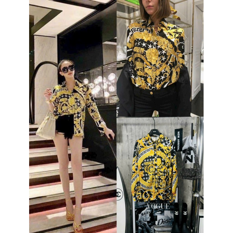 Áo sơ mi nữ hoạ tiết Versace nhiều màu sang chảnh