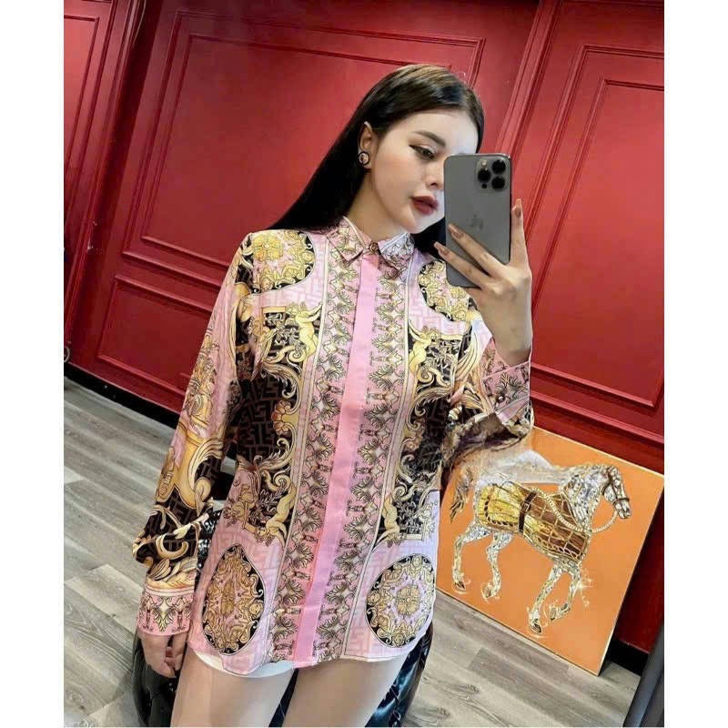 Áo sơ mi nữ hoạ tiết Versace nhiều màu sang chảnh