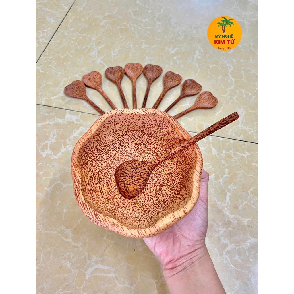 Muỗng Gỗ Dừa, Thìa Gỗ Dừa Kiểu Trái Tim Thiết Kế Độc Đáo Bền Đẹp, Bộ Dụng Cụ Ăn Cao Cấp, An Toàn Sức Khỏe - KIM TỨ