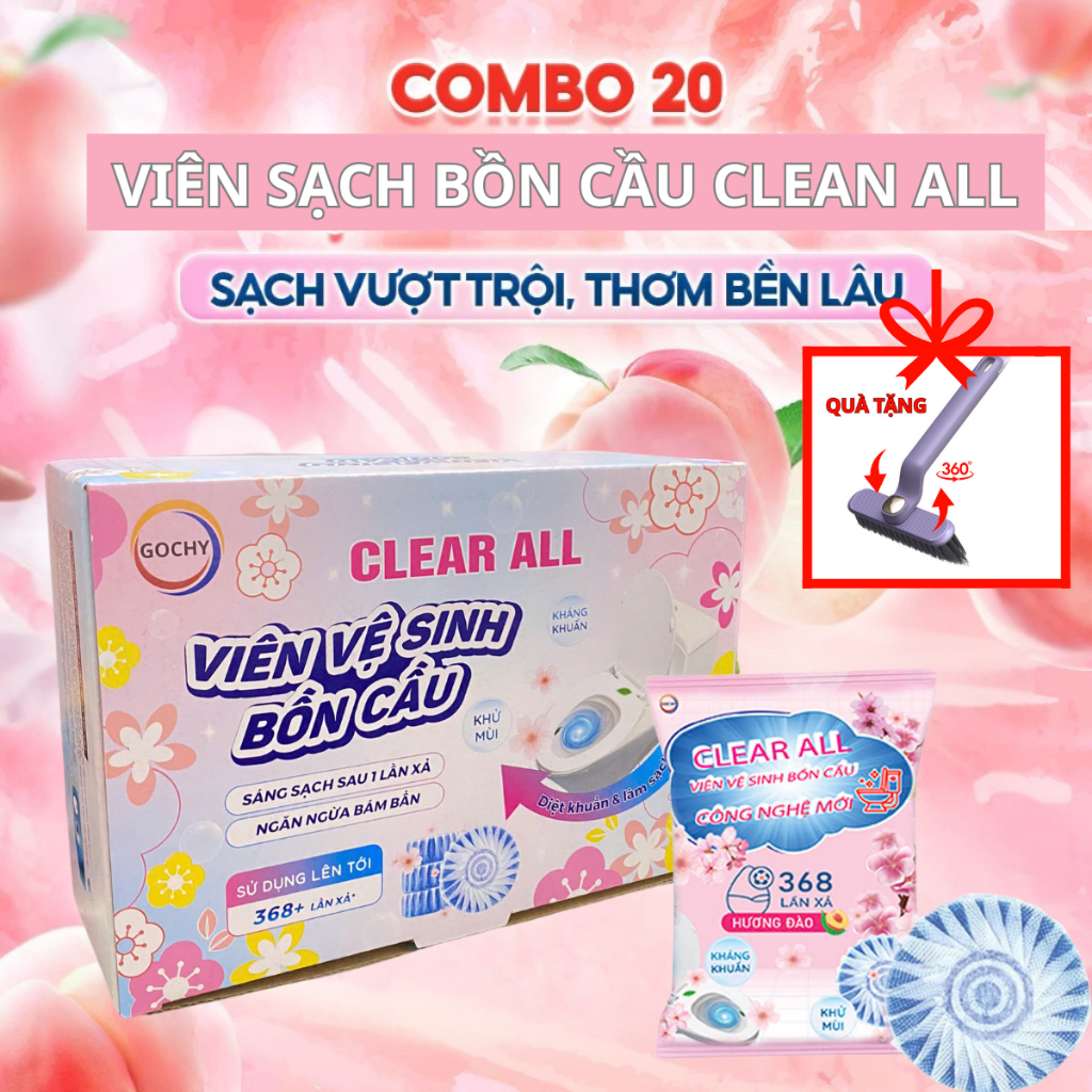 [MUA 1 TẶNG 1] Viên Sạch Bồn Cầu GOCHY Clean All Hương Đào Viên Thả Bồn ...
