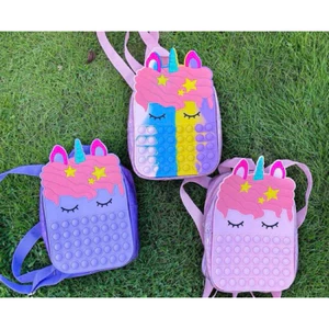 Balo pop it đi học cho bé mầm non từ 1-6 tuổi, balo ngựa pony silicon bé bóp bong bóng hỗ trợ giảm stress
