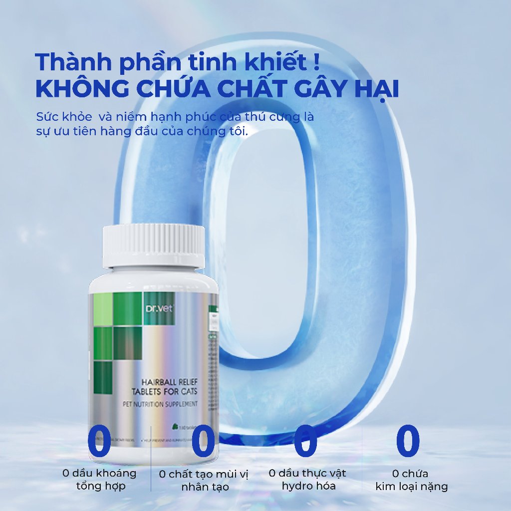 Viên Tiêu Búi Lông cho Mèo DrVET Hỗ Trợ Tiêu Hóa - Hairball Relief Tablets for Cats