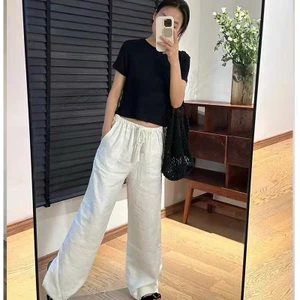 𝗟𝘂𝗿𝗮 𝗣𝗮𝗻𝘁𝘀- | BEELY | Quần Linen tưng gân ống xuông mềm mát