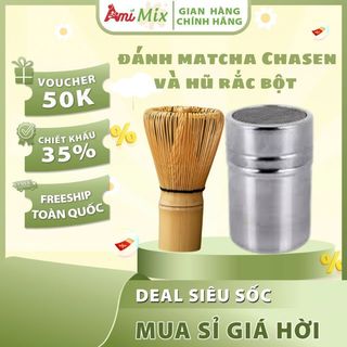 Chổi Chasen Đánh Matcha Bằng Tre & Hũ Rắc Bột Matcha