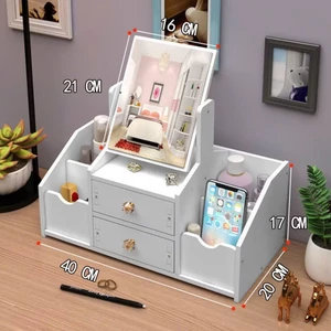 KỆ ĐỰNG MỸ PHẨM MINI CÓ GƯƠNG MÈO ĐÁNG YÊU - Gương Mèo Cute Kèm Kệ Đựng Mỹ Phẩm,Kệ Trang Điểm Thông Minh Sang Trọng