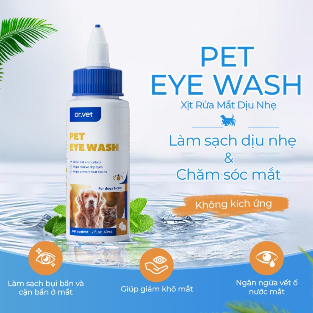 Dung Dịch Vệ Sinh Mắt Cho Chó Mèo DrVET Kháng Khuẩn, Dịu Nhẹ - Pet Eye Wash
