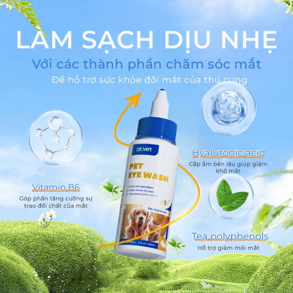 Dung Dịch Vệ Sinh Mắt Cho Chó Mèo DrVET Kháng Khuẩn, Dịu Nhẹ - Pet Eye Wash