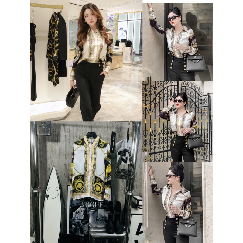 Áo sơ mi nữ hoạ tiết Versace nhiều màu sang chảnh