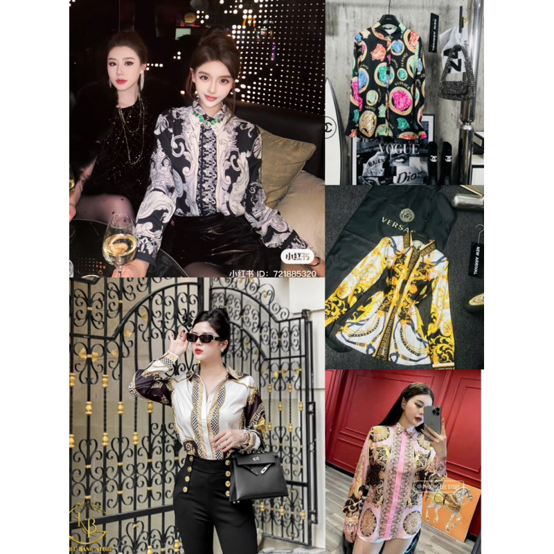 Áo sơ mi nữ hoạ tiết Versace nhiều màu sang chảnh