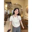 - Áo len nữ ngắn tay cổ bẻ polo trám bề mặt len lông thỏ phối cúc thêu hình PL16 250G