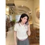 - Áo len nữ ngắn tay cổ bẻ polo trám bề mặt len lông thỏ phối cúc thêu hình PL16 250G