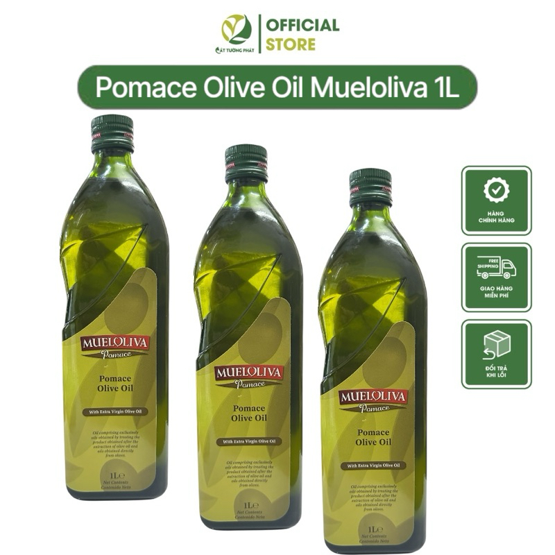Dầu Oliu Pomace Mueloliva 1L – Nhập khẩu Tây Ban Nha – Chai thủy tinh ...