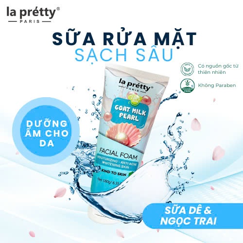 Sữa rửa mặt La Pretty tinh chất sữa dê và hạt ngọc trai giúp da sáng mịn trắng sáng 180g