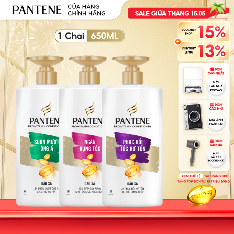 Ảnh Dầu Xả PANTENE Pro-V Ngăn Rụng Tóc/ Phục Hồi Hư Tổn/ Suôn Mượt Óng Ả - Chai 650ML 1