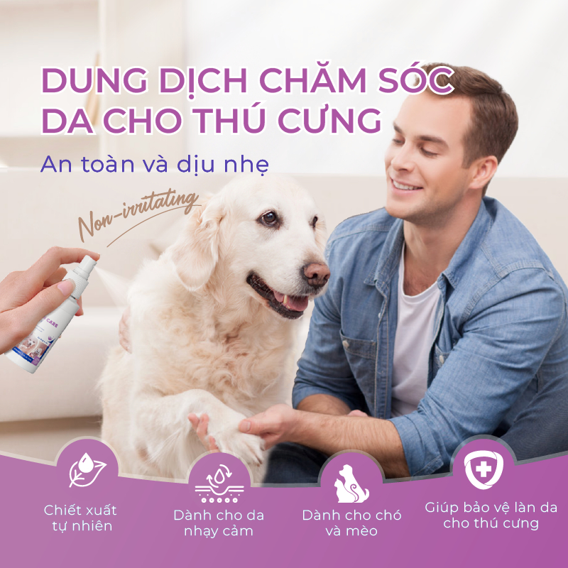Xịt Chăm Sóc Da Cho Chó Mèo DrVET Giảm Ngứa, Mềm Mượt Lông - Pet Skin Care Spray